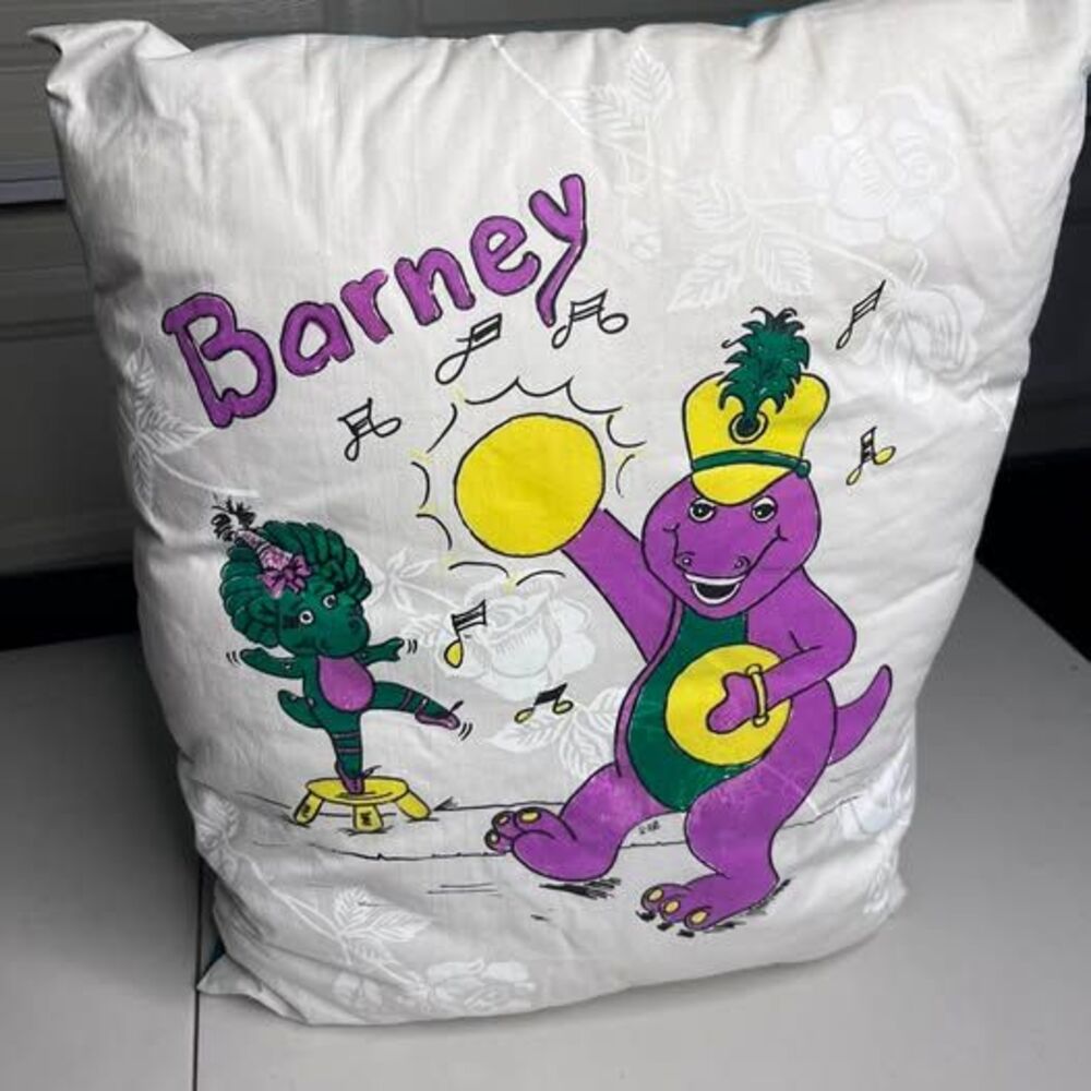 Vintage Barney the Dinosaur Throw Pillow